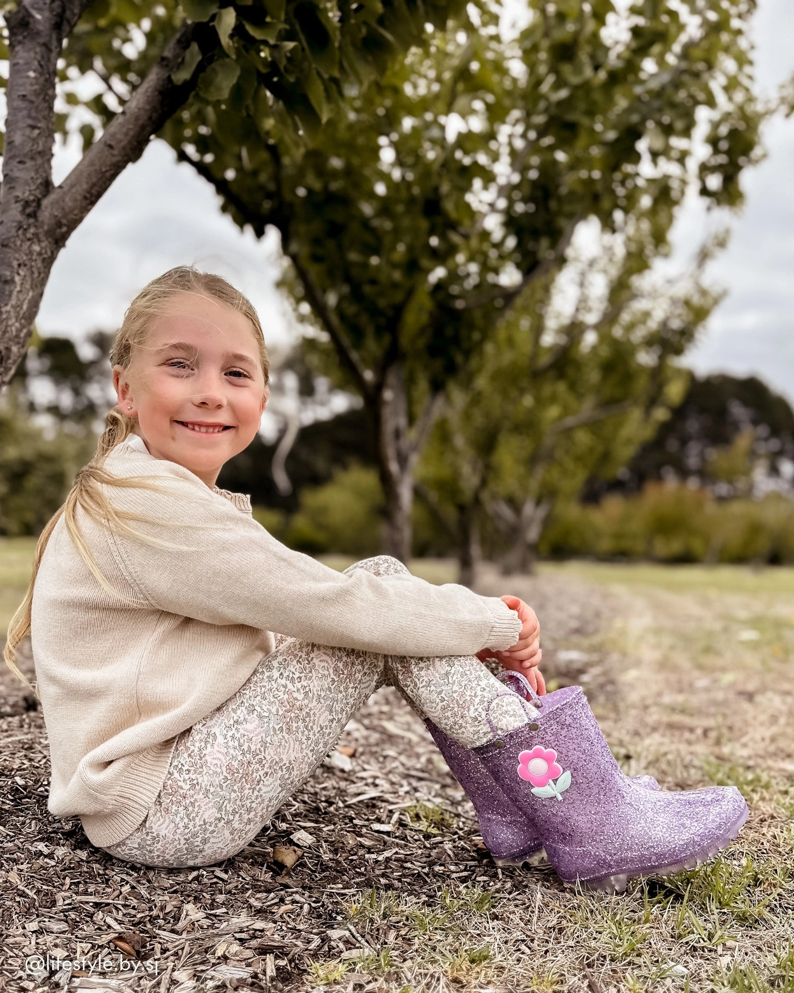 Calli Bloom Gumboot Lilac