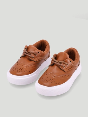 Keedo Boys Tan Brogue Smart Lace Up Occasion Shoe