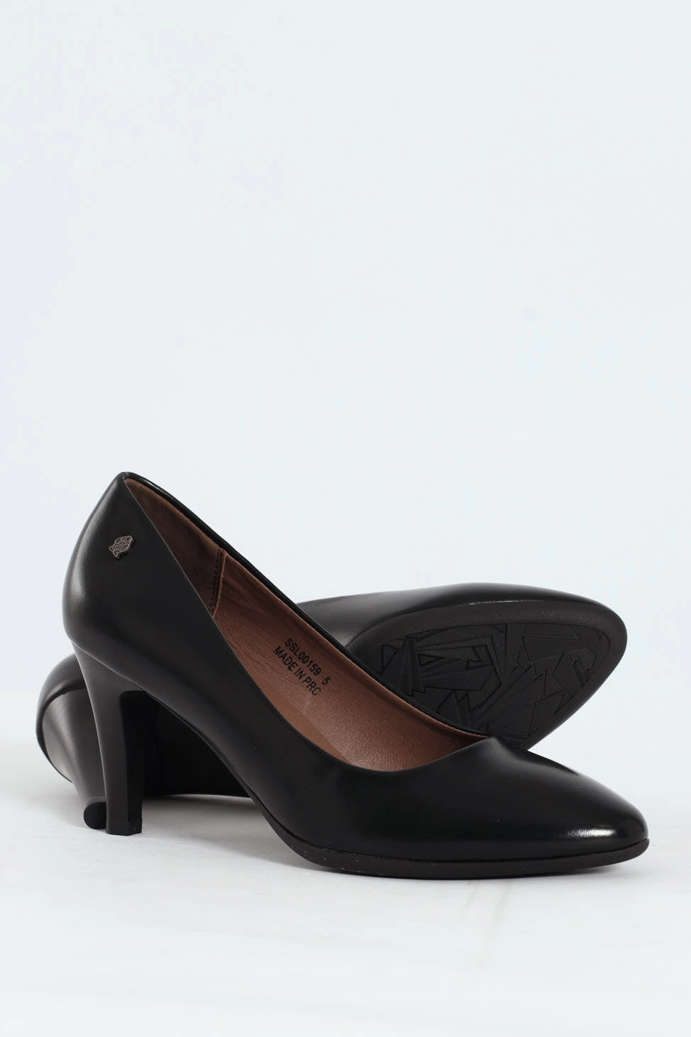 Neriah Pointed Toe Textured PU Court Heel - Black