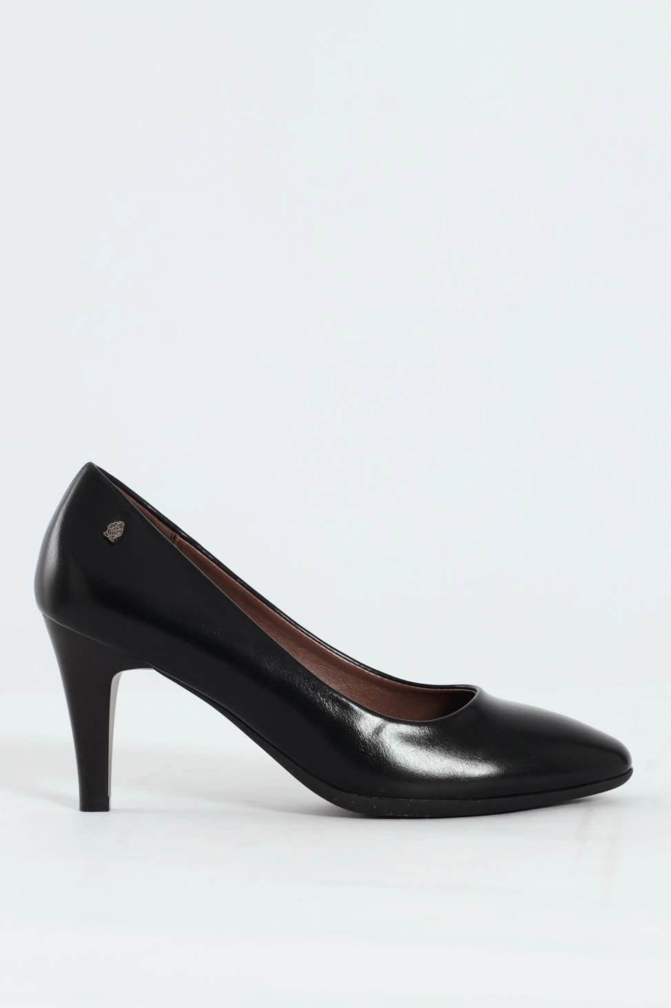 Neriah Pointed Toe Textured PU Court Heel - Black