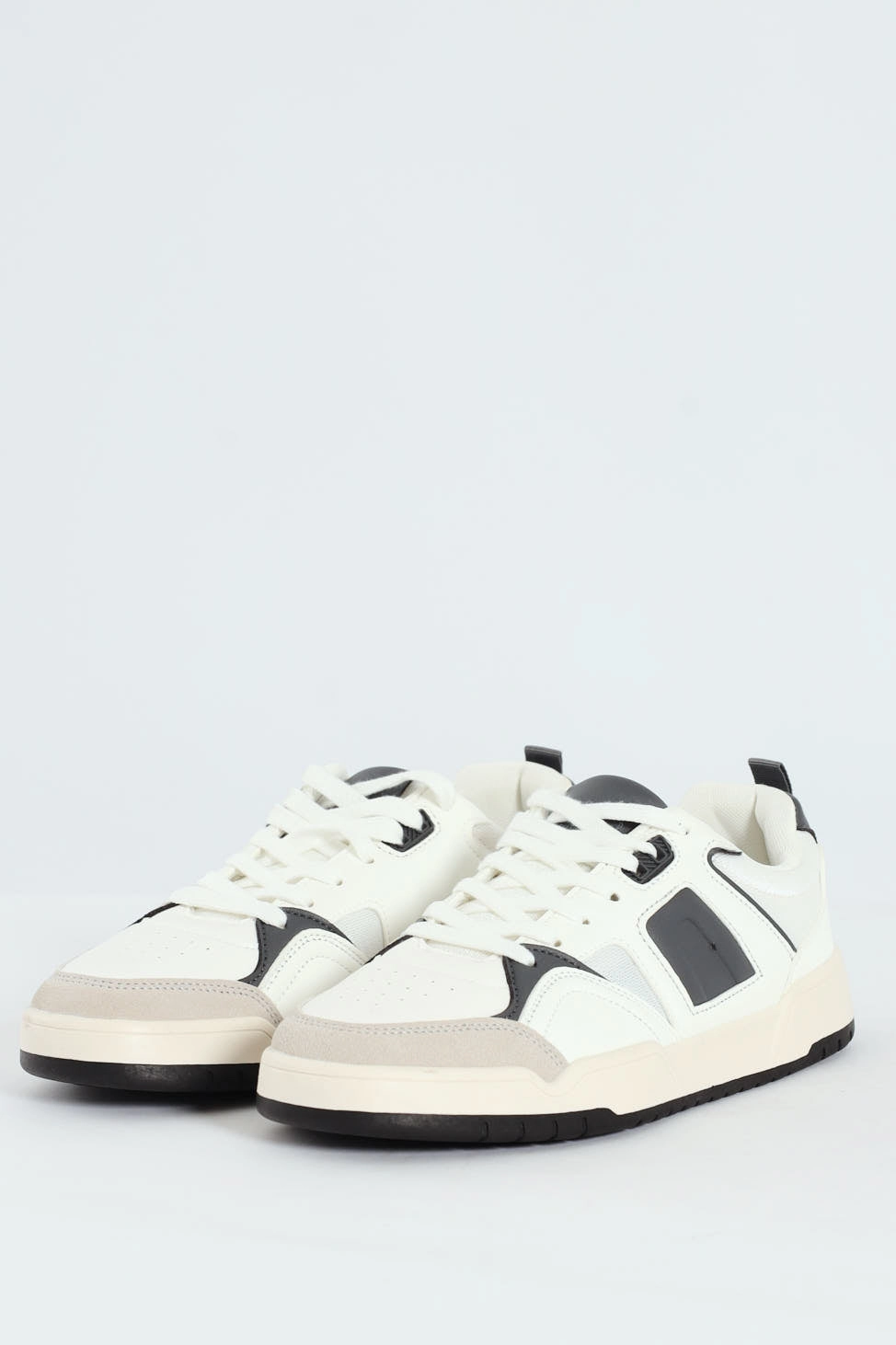 Panelled Fashion Court Sneaker - White/Grey