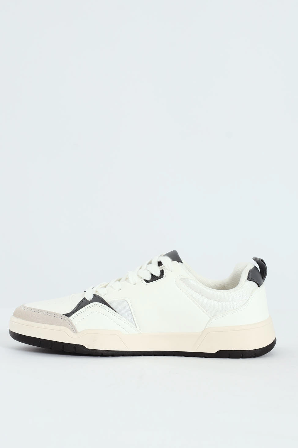 Panelled Fashion Court Sneaker - White/Grey