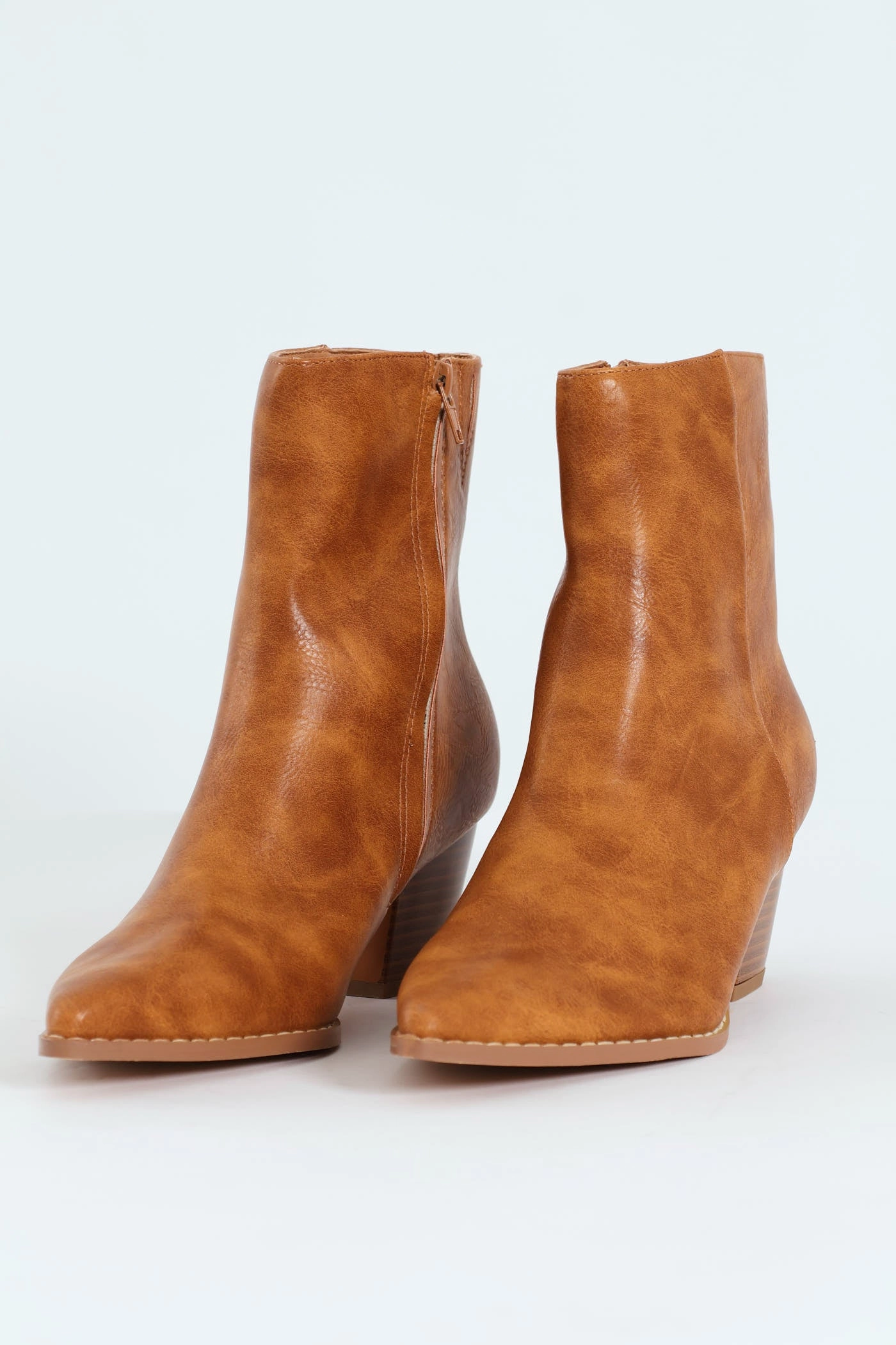 Plain Burnish Western Boot - Tan
