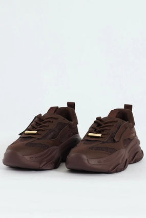 Possession Lace Up Chunky Sportie Sneaker - Chocolate