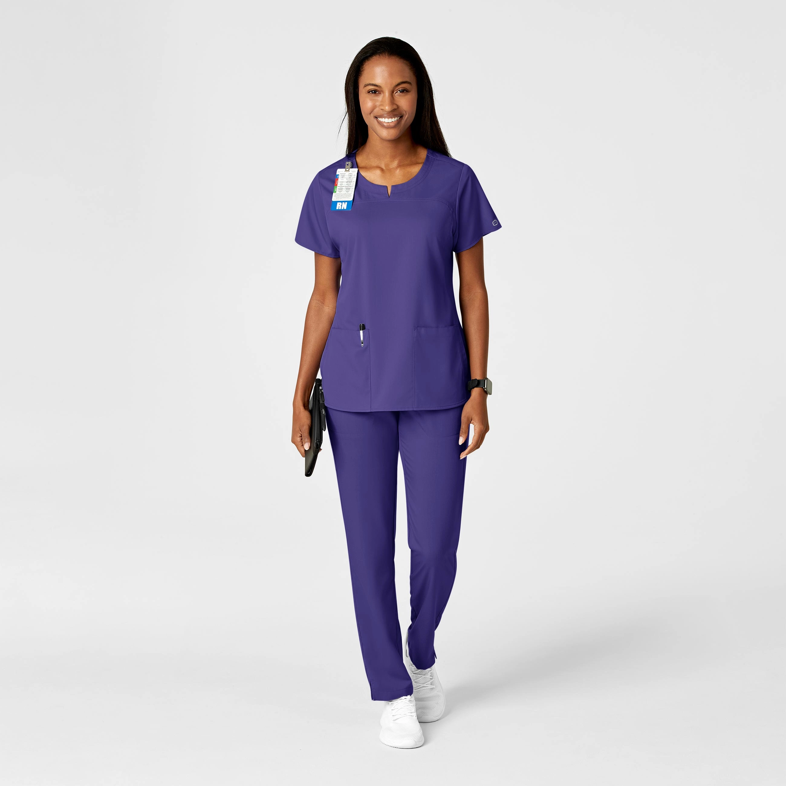 PRO Women's Knit Waist Cargo Scrub Pant - Grape