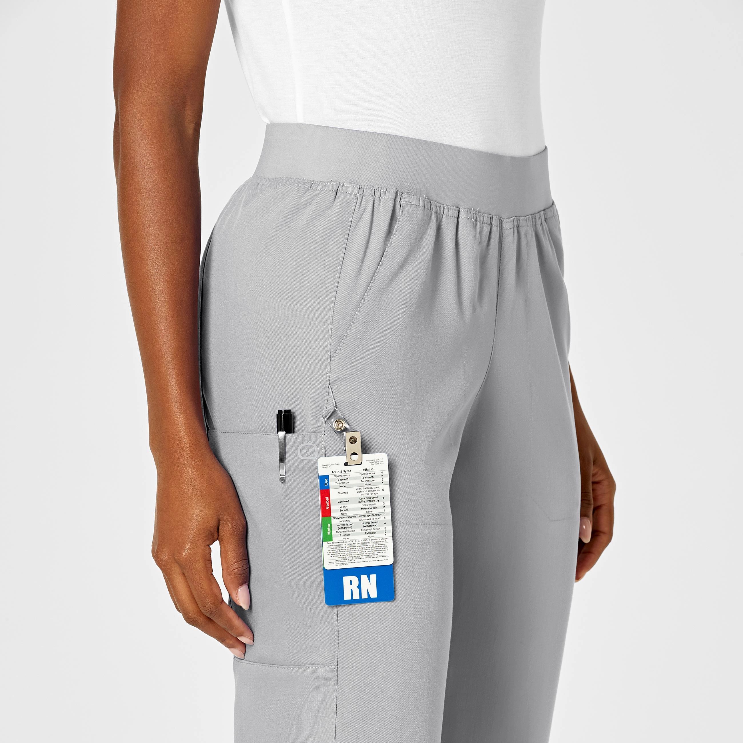 PRO Women's Knit Waist Cargo Scrub Pant - Grey