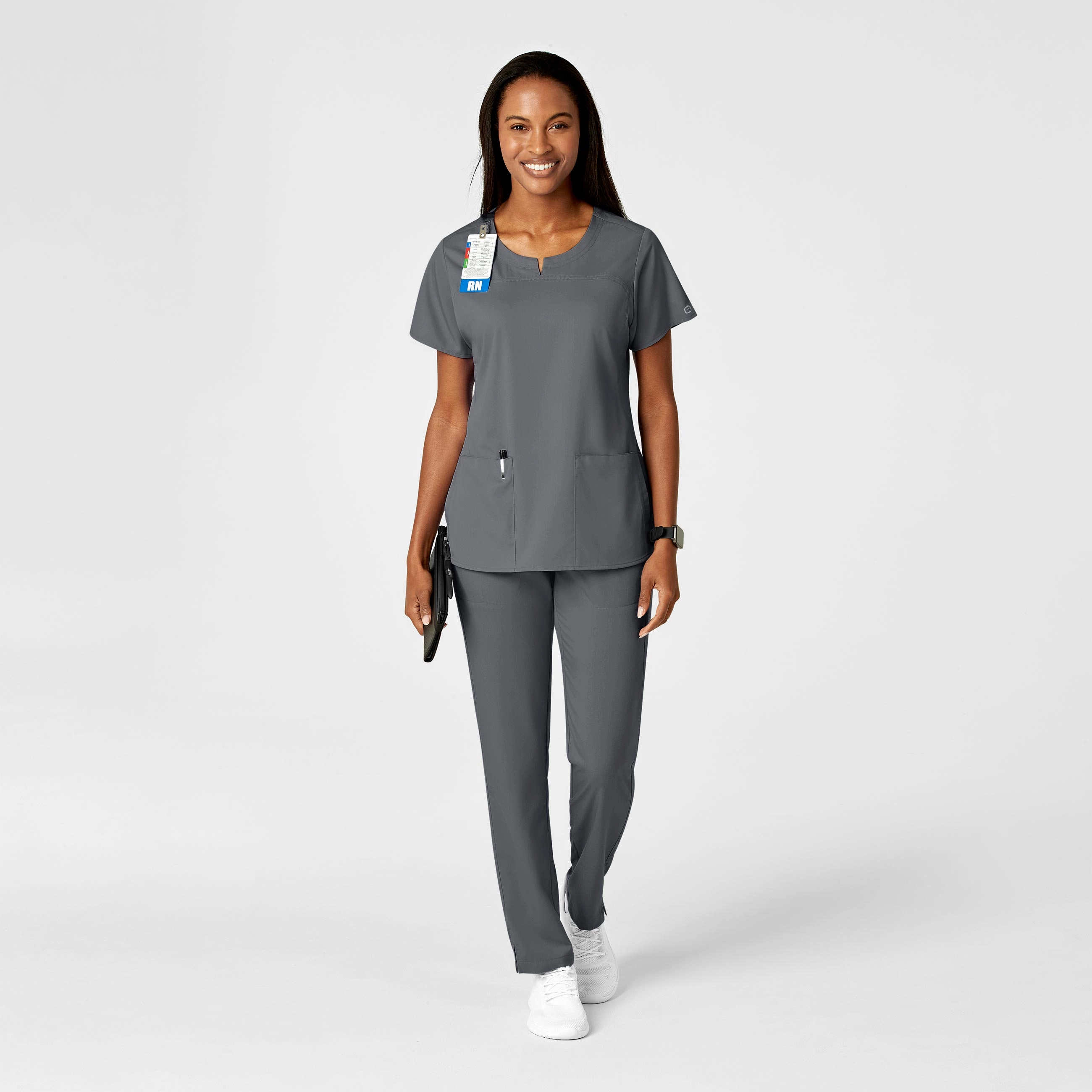 PRO Women's Knit Waist Cargo Scrub Pant - Pewter