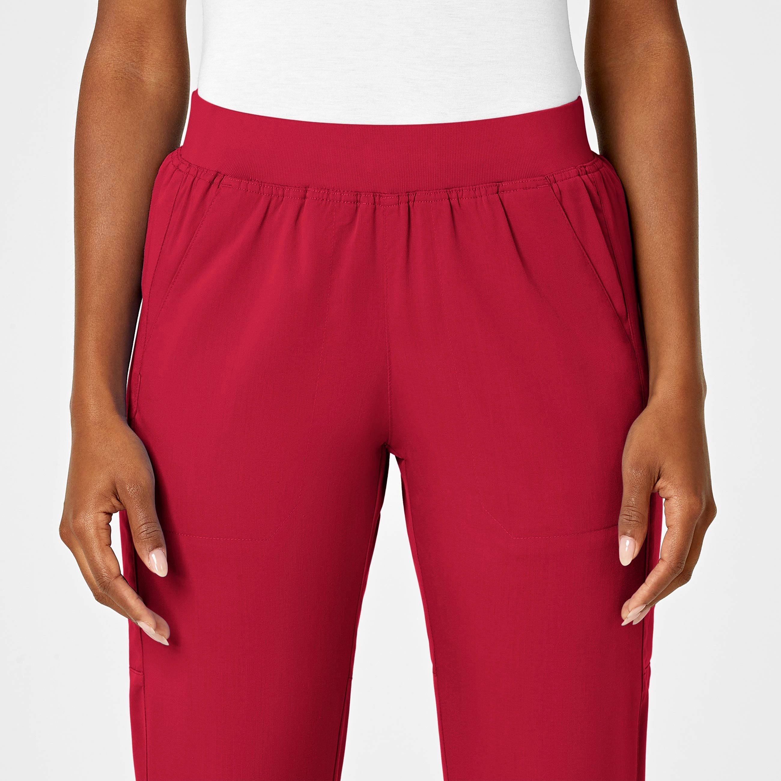 PRO Women's Knit Waist Cargo Scrub Pant - Red