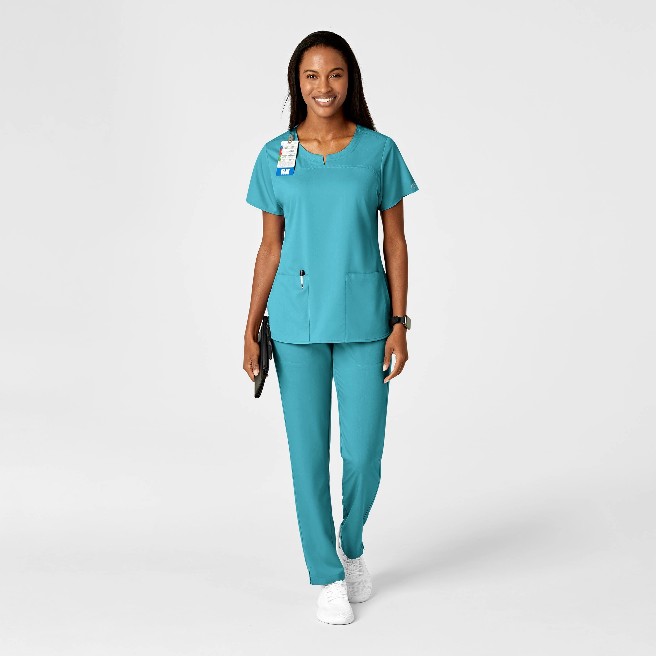 PRO Women's Knit Waist Cargo Scrub Pant - Teal Blue