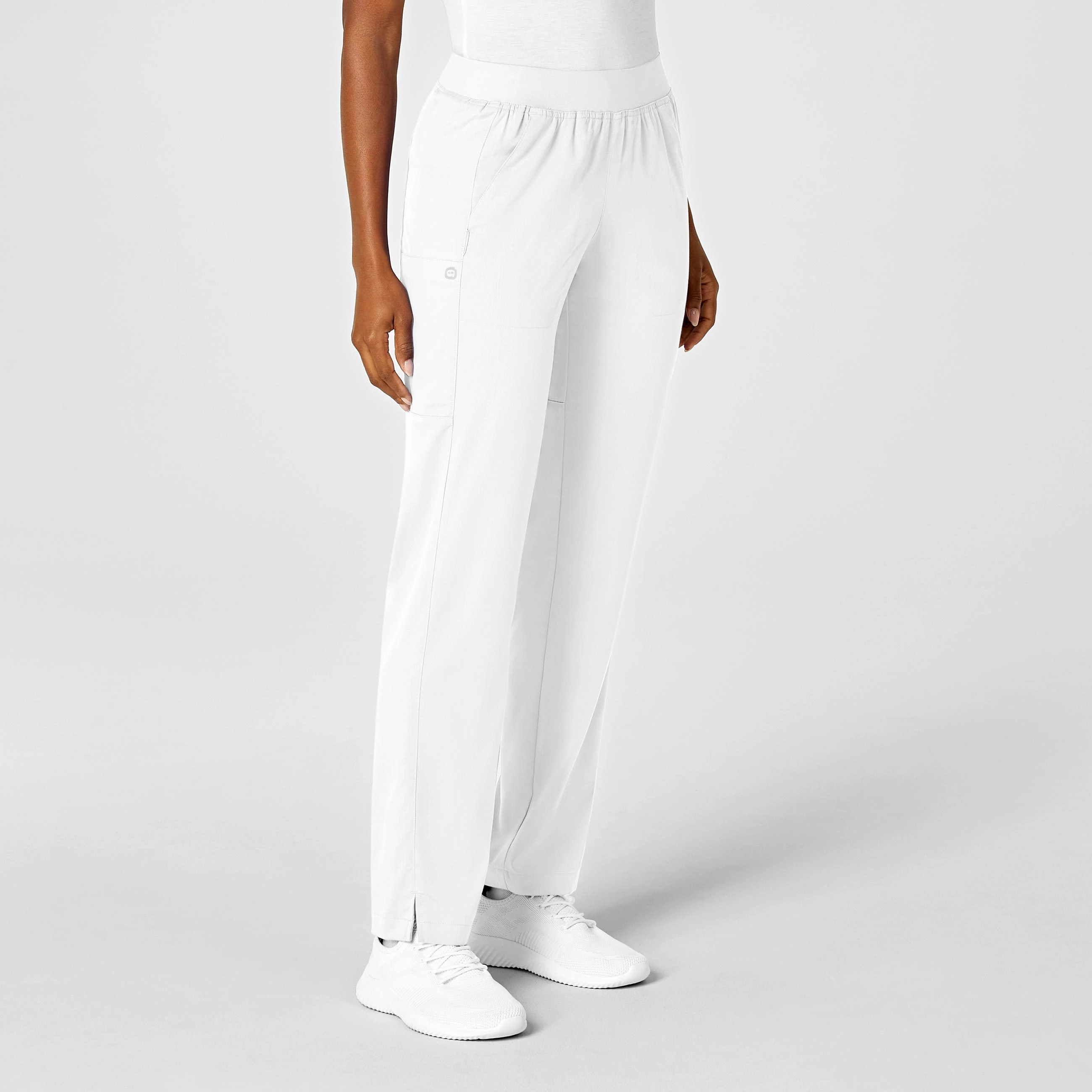 PRO Women's Knit Waist Cargo Scrub Pant - White
