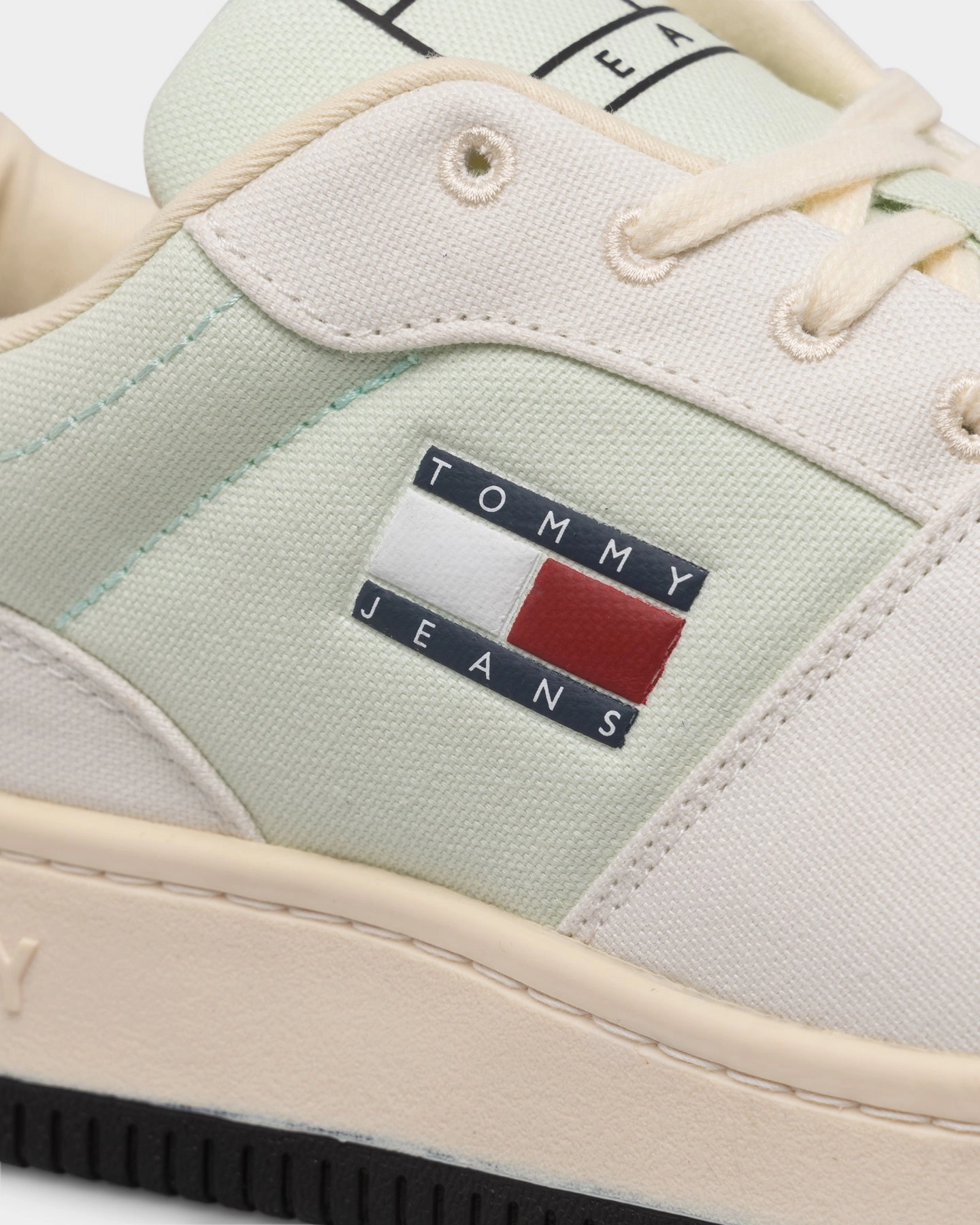 Tommy Jeans Basketball Canvas Mixed Texture Trainers Ivory