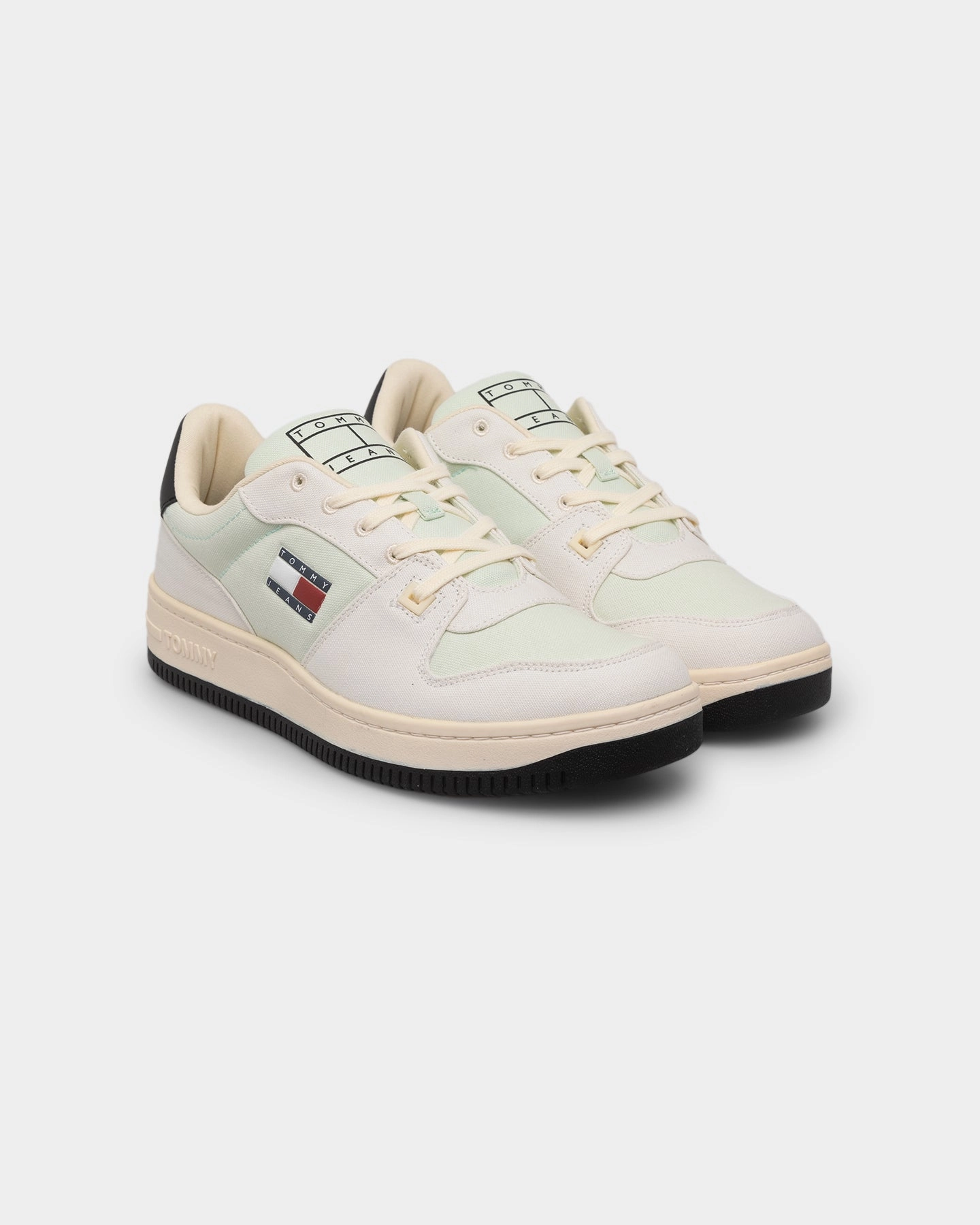 Tommy Jeans Basketball Canvas Mixed Texture Trainers Ivory