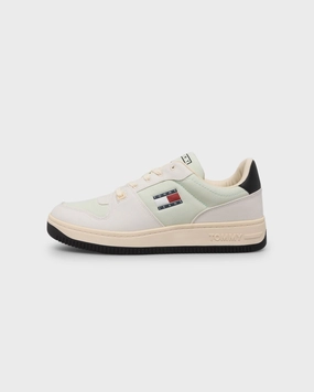 Tommy Jeans Basketball Canvas Mixed Texture Trainers Ivory