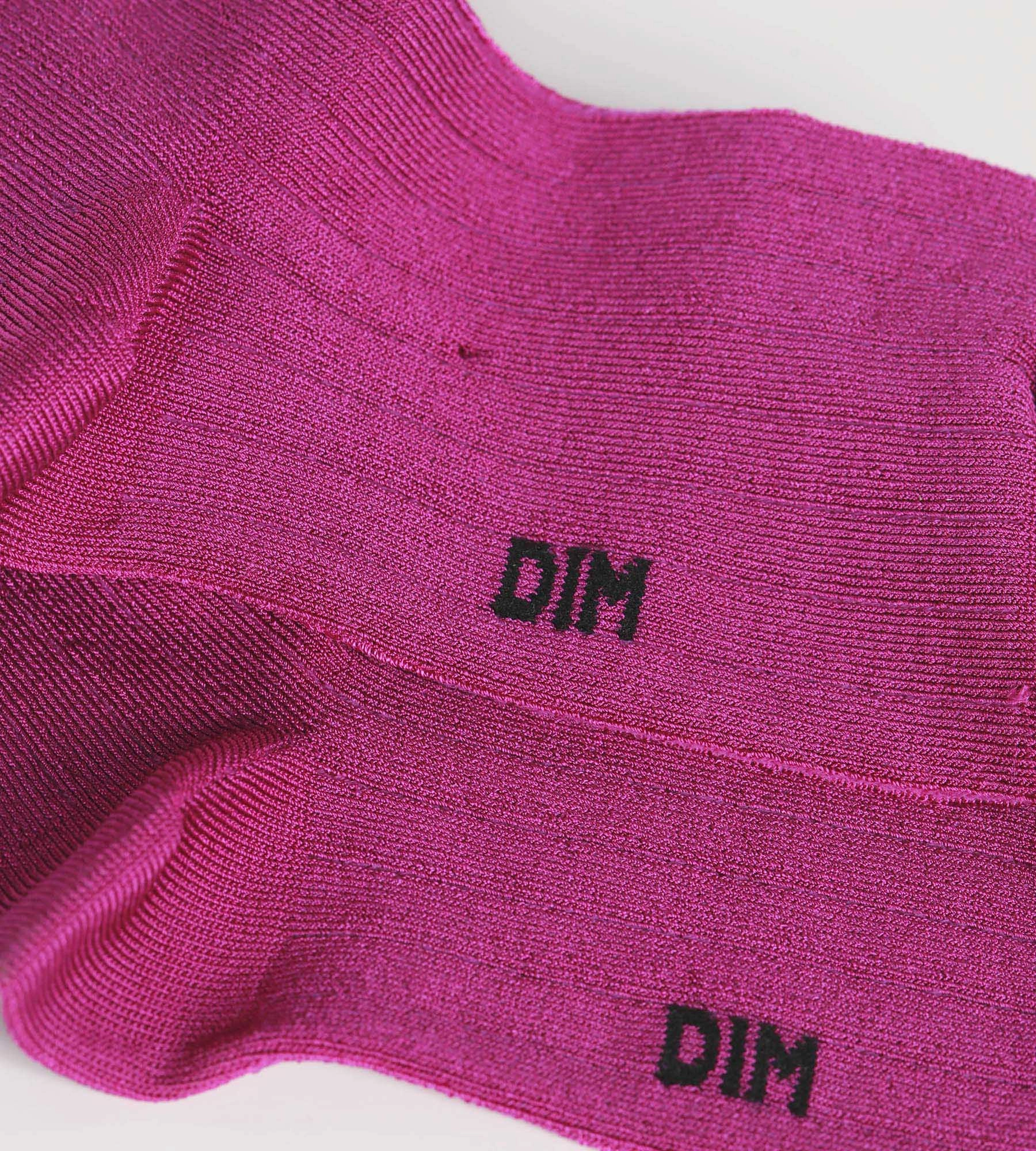 Women's satin cotton ribbed socks Fuchsia Dim Fashion