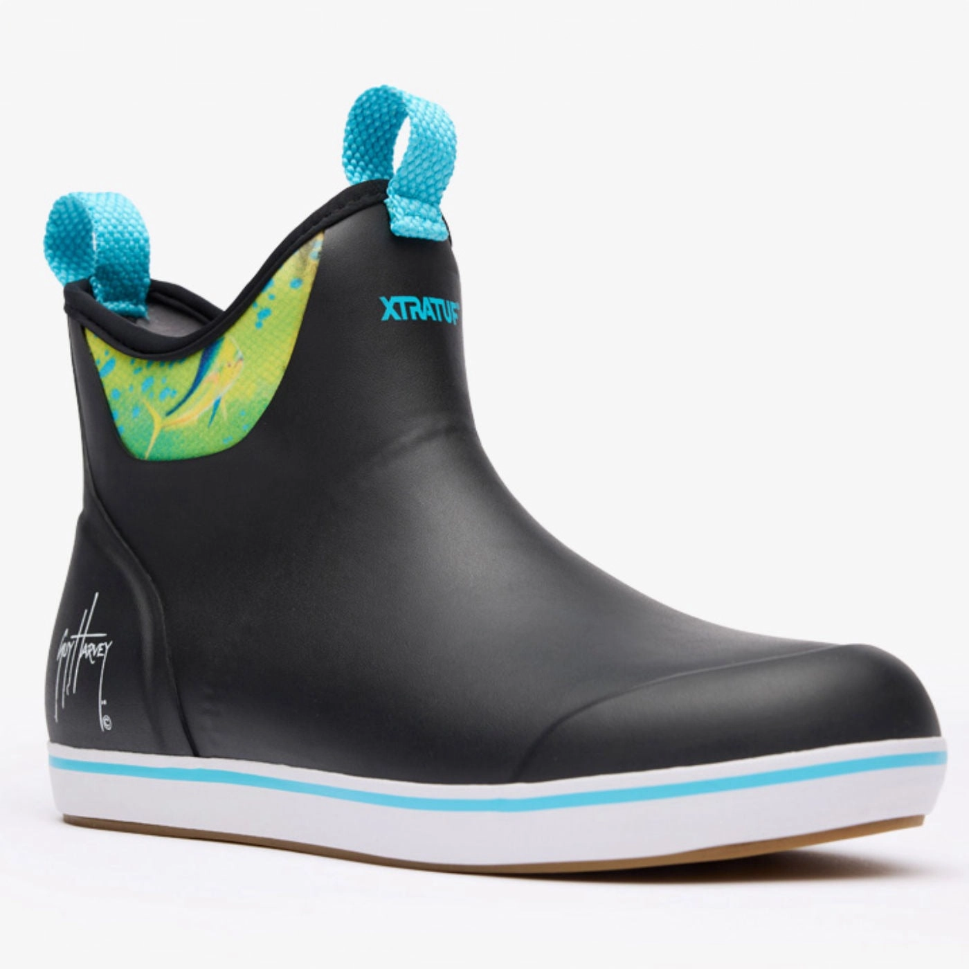 Xtratuf Men's 6" Ankle Deck Boots Guy Harvey Black Mahi
