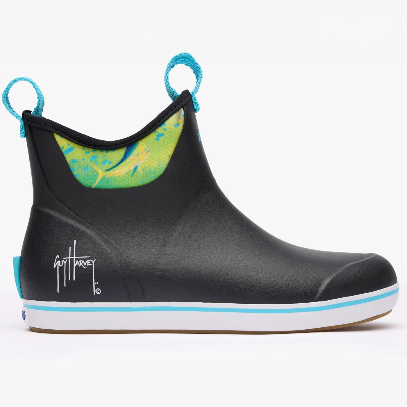 Xtratuf Men's 6" Ankle Deck Boots Guy Harvey Black Mahi